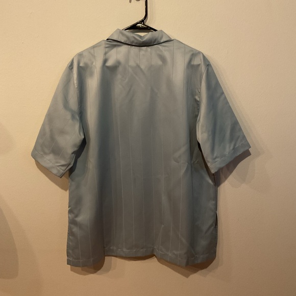 Nike Air Jordan Sky Blue Satin Button-Up Shirt – Men’s L Loose Fit Cuban Collar - Picture 8 of 15